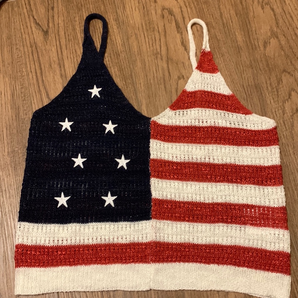 knit american flag tank top